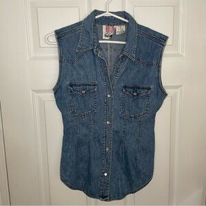 Aritzia Vintage Button Down Collared Jean Denim Vest 100% cotton small